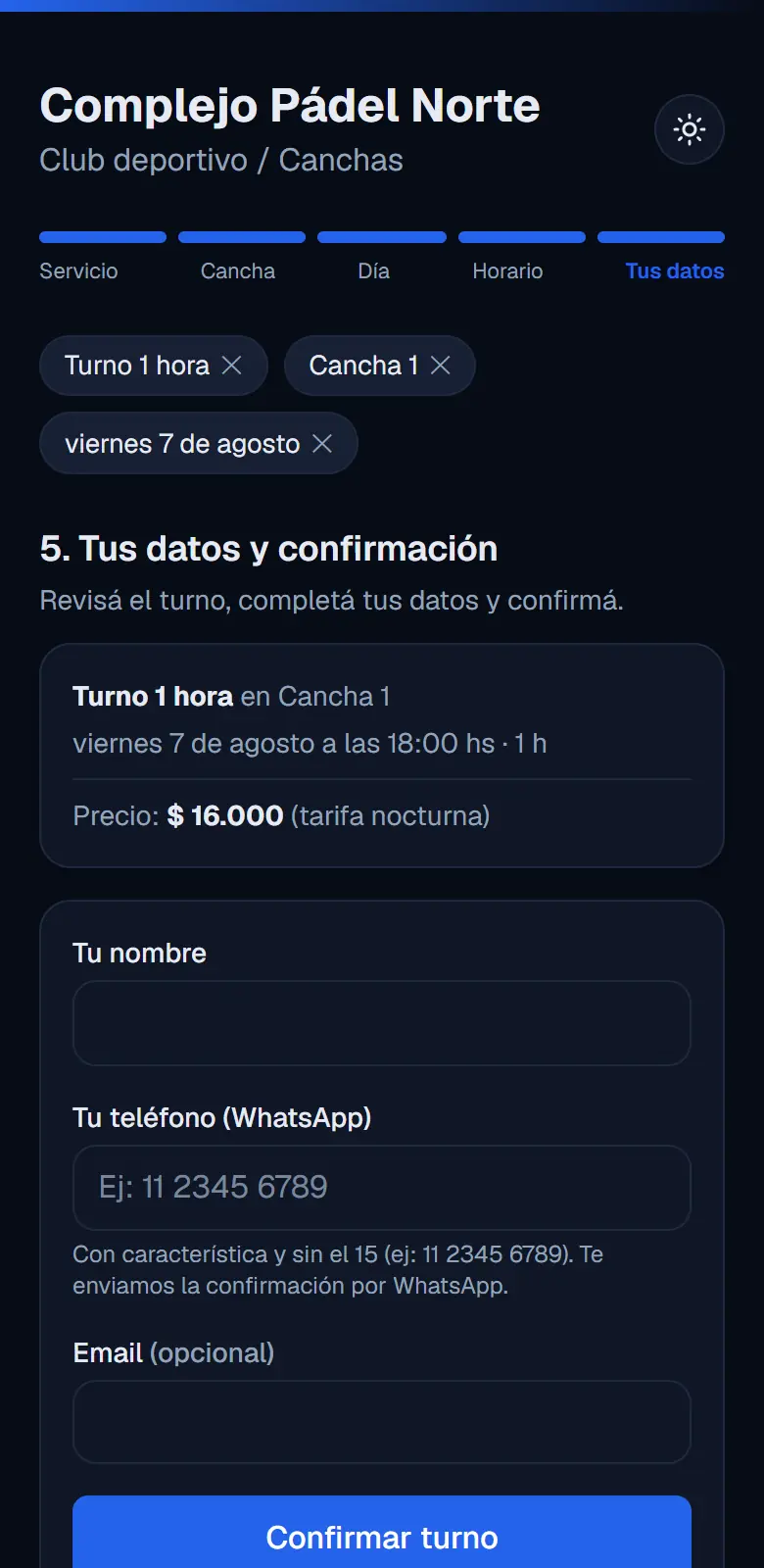 Resumen del turno mostrando el precio más caro de la tarifa nocturna